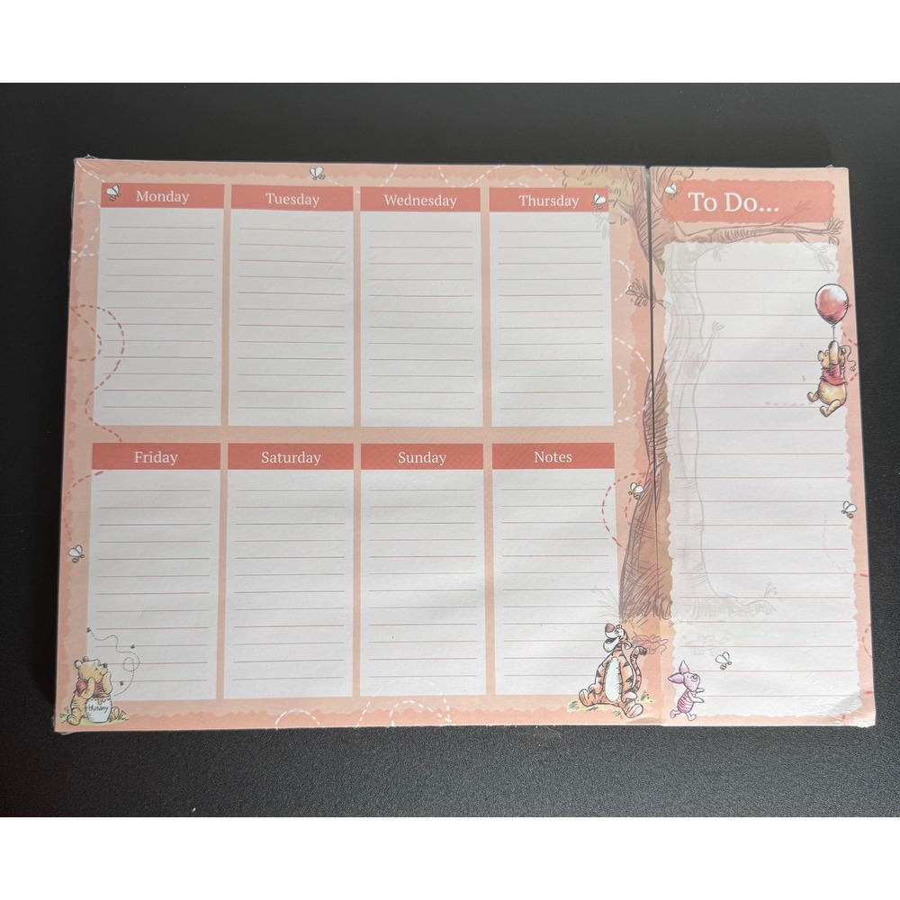 Disney Winnie the Pooh Weekly Planner List Pad OS Peach Classic Illustrations